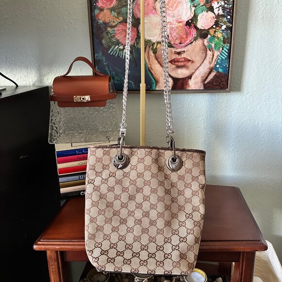 Gucci GG Canvas Eclipse Tote - EUC - Picture 1 of 7